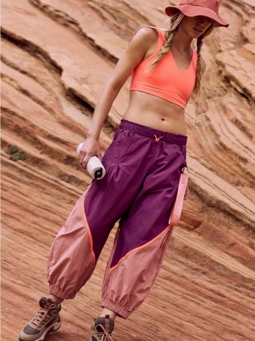 NWT FP Movement by Free People Purple & Pink Colorblock Jogger Pants